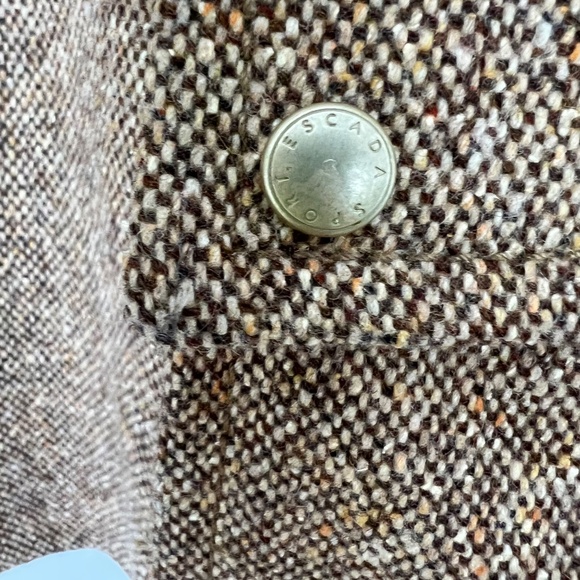 Escada Sport Brown Tan Tweed Jacket Wool Silk Blend Elbow Patches Size 38 - Picture 11 of 12